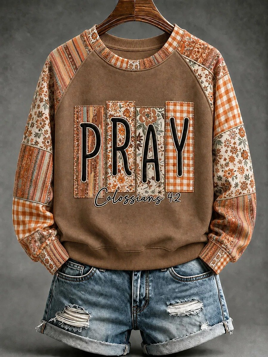 Women's PRAY Print Casual Sweatshirt