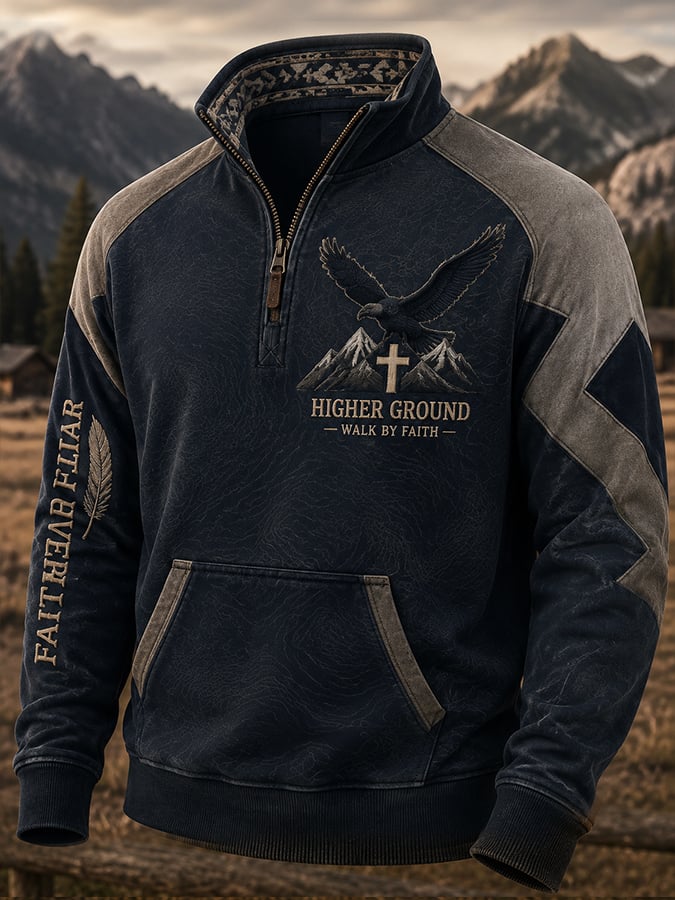 Men'S Casual Western Faith-Print Sweatshirt