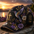 Faith Hummingbird Floral Art Print Baseball Cap