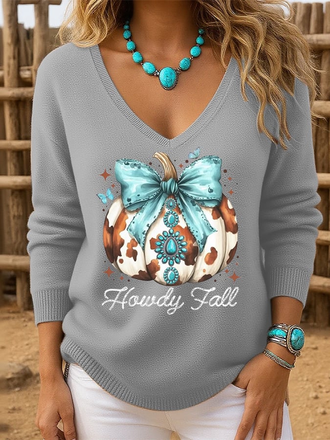 Women's Autumn Pumpkin Print Sweater