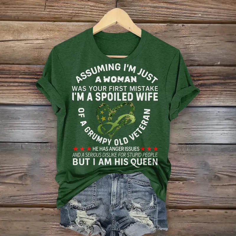 Women's Veteran Casual Printed T-shirt