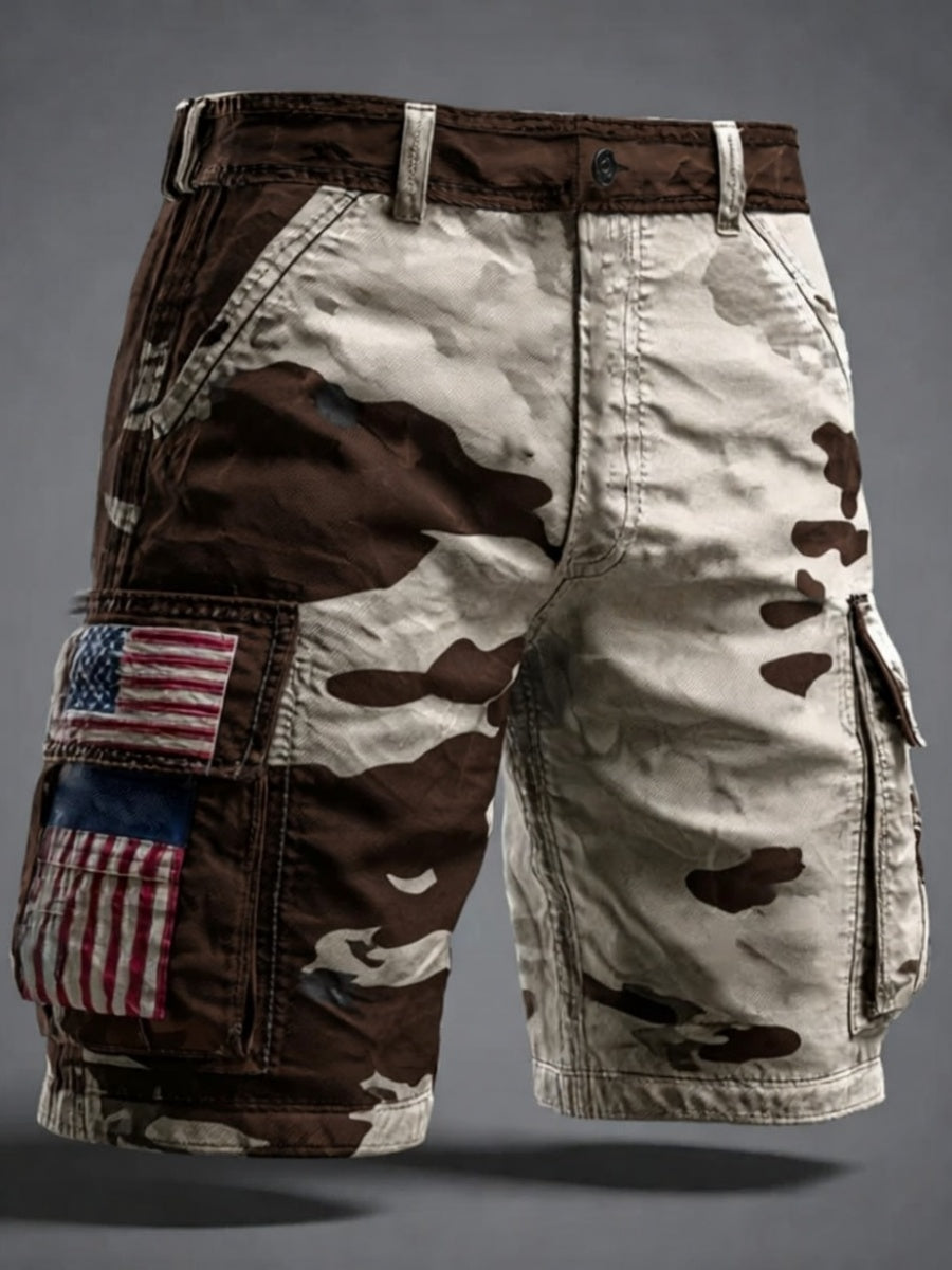 Retro American 250th Anniversary Camouflage Print Men's Shorts