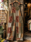 Women's Autumn Faith-Print Faux-Denim Jumpsuit