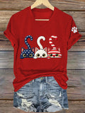 Women's USA 250th American Cat Mom T-shirt