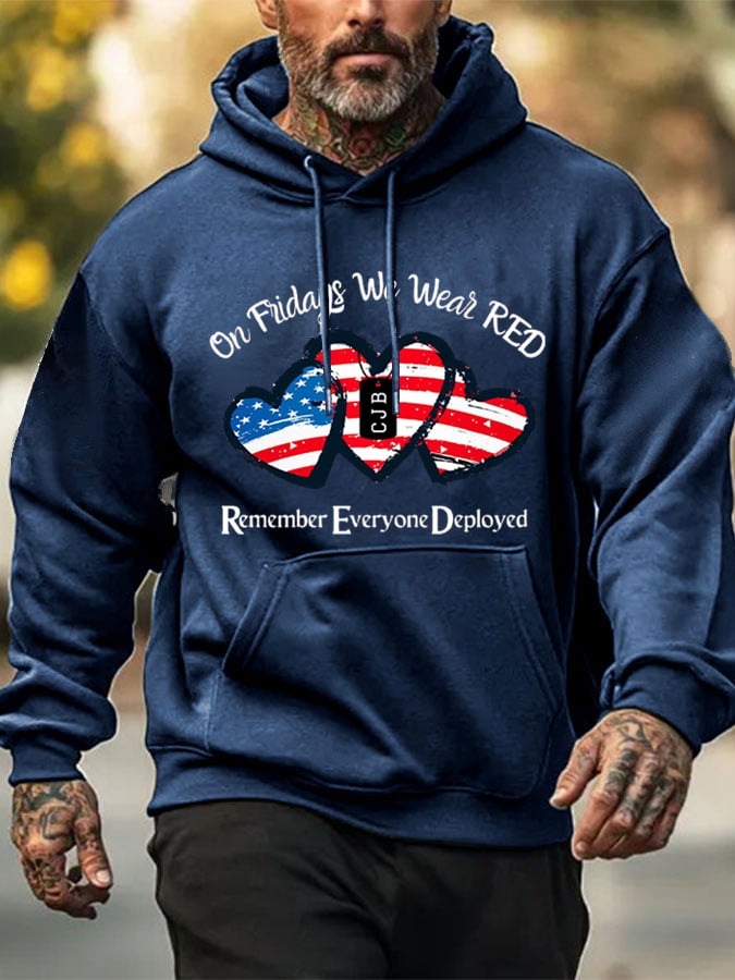 Men's On Fridays We Wear Red Print Hoodie