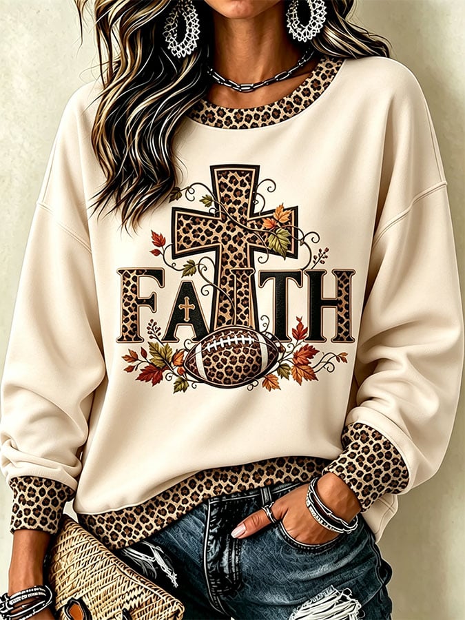 Women's Casual Printed Long-Sleeve Sweatshirt