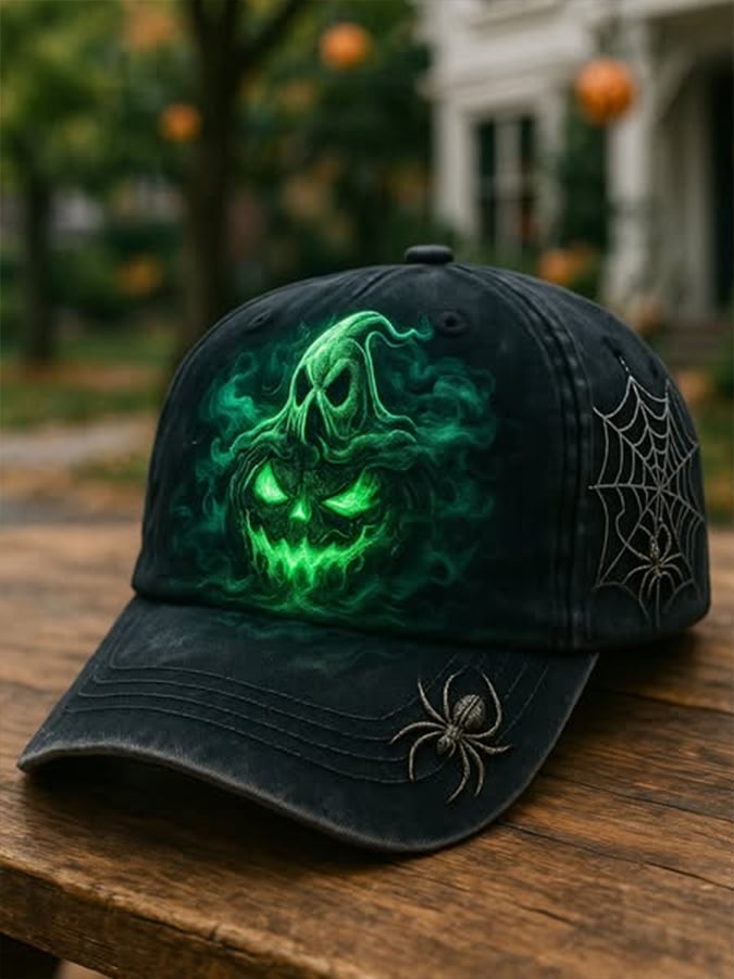 Halloween Scary Spider Pumpkin Baseball Cap