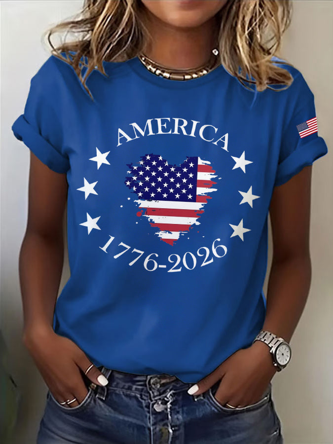 Women's USA Printed Casual T-shirt