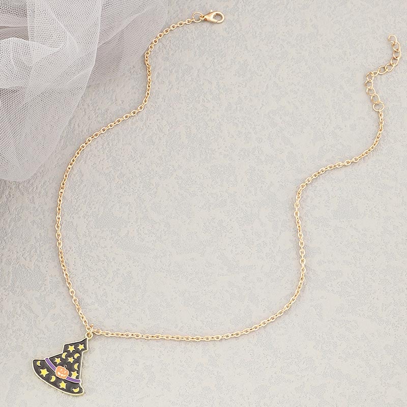 Fashionable And Personalized Creative Pumpkin Devil Bat Grimace Design Necklace