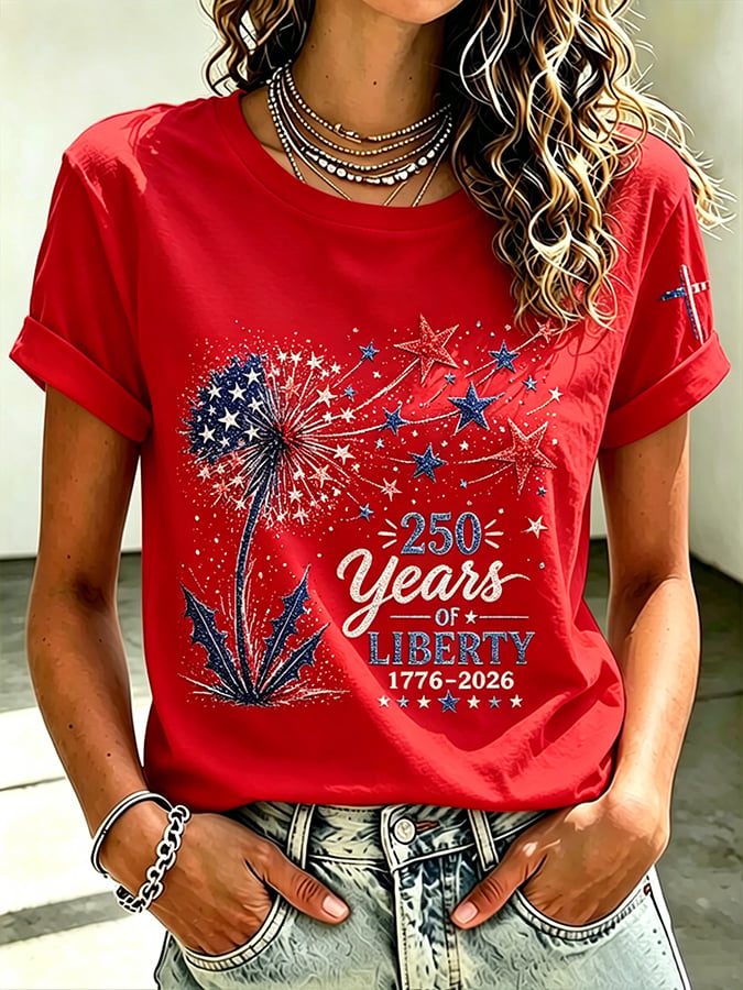 Women's America 250 1776-2026 Freedom  Faith Print T-shirt