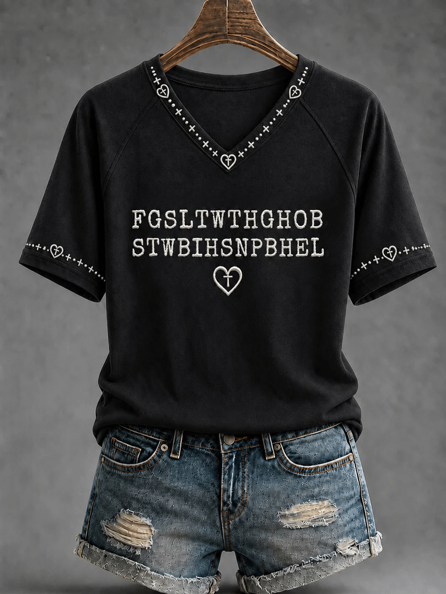 Women's  Retro  Faith Print T-shirt