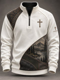 Men'S Autumn/Winter "Retro Faith" Zip-Up Sweatshirt