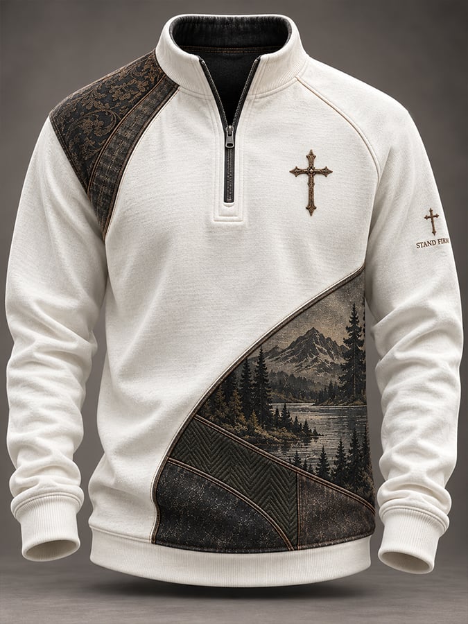 Men'S Autumn/Winter "Retro Faith" Zip-Up Sweatshirt