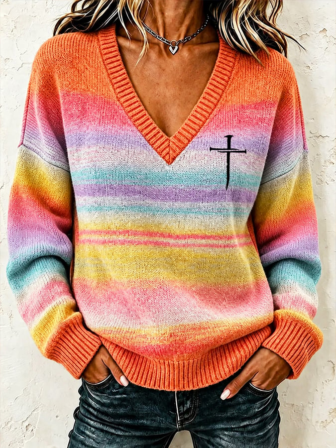 Women's Retro Faith Print Top