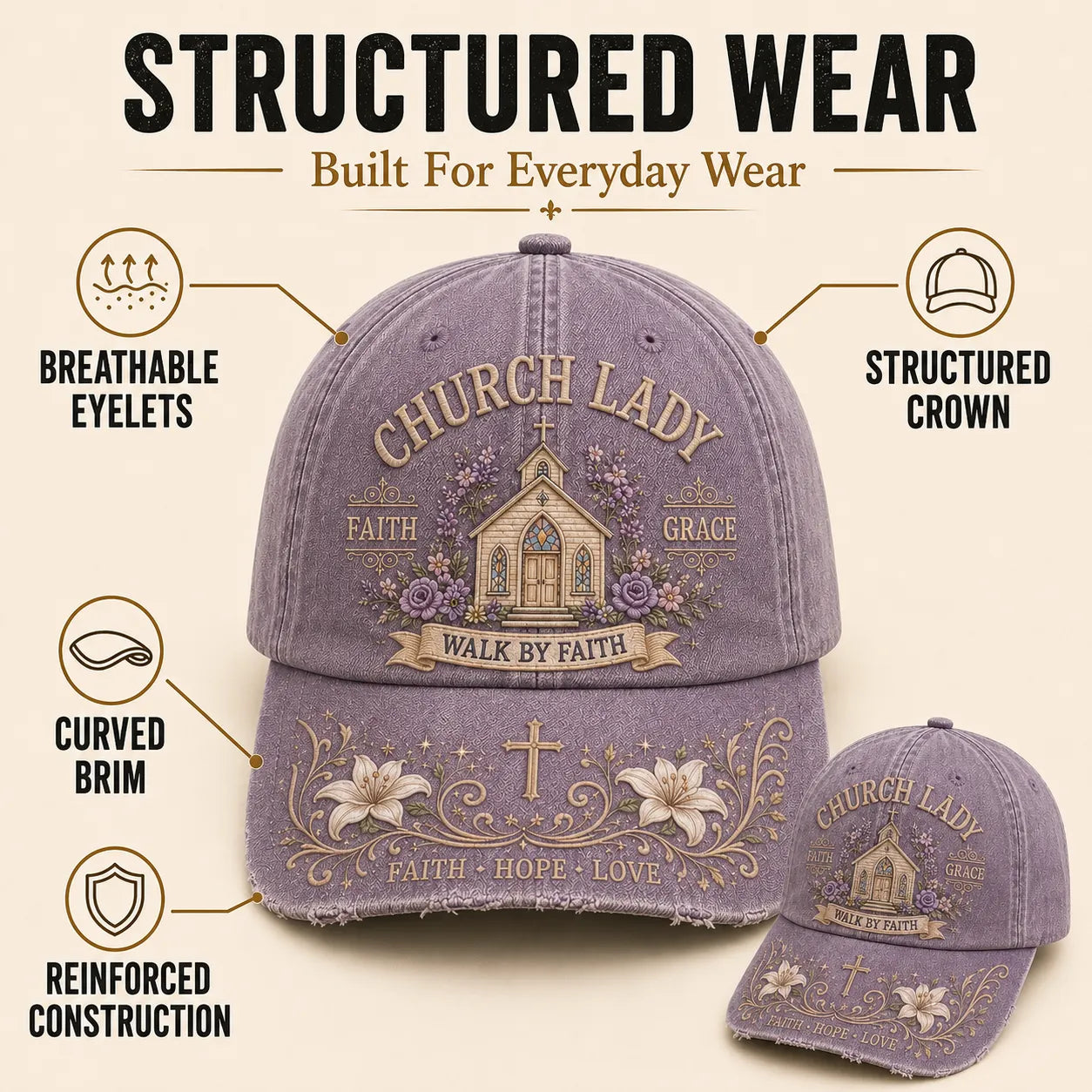 ⛪ Church Lady Walk By Faith Cap