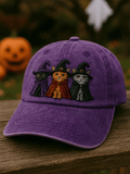 Vintage Halloween Witch Cat Print Hat
