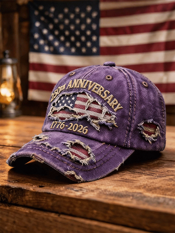 Vintage Distressed Denim USA 250th Anniversary Flag Baseball Cap