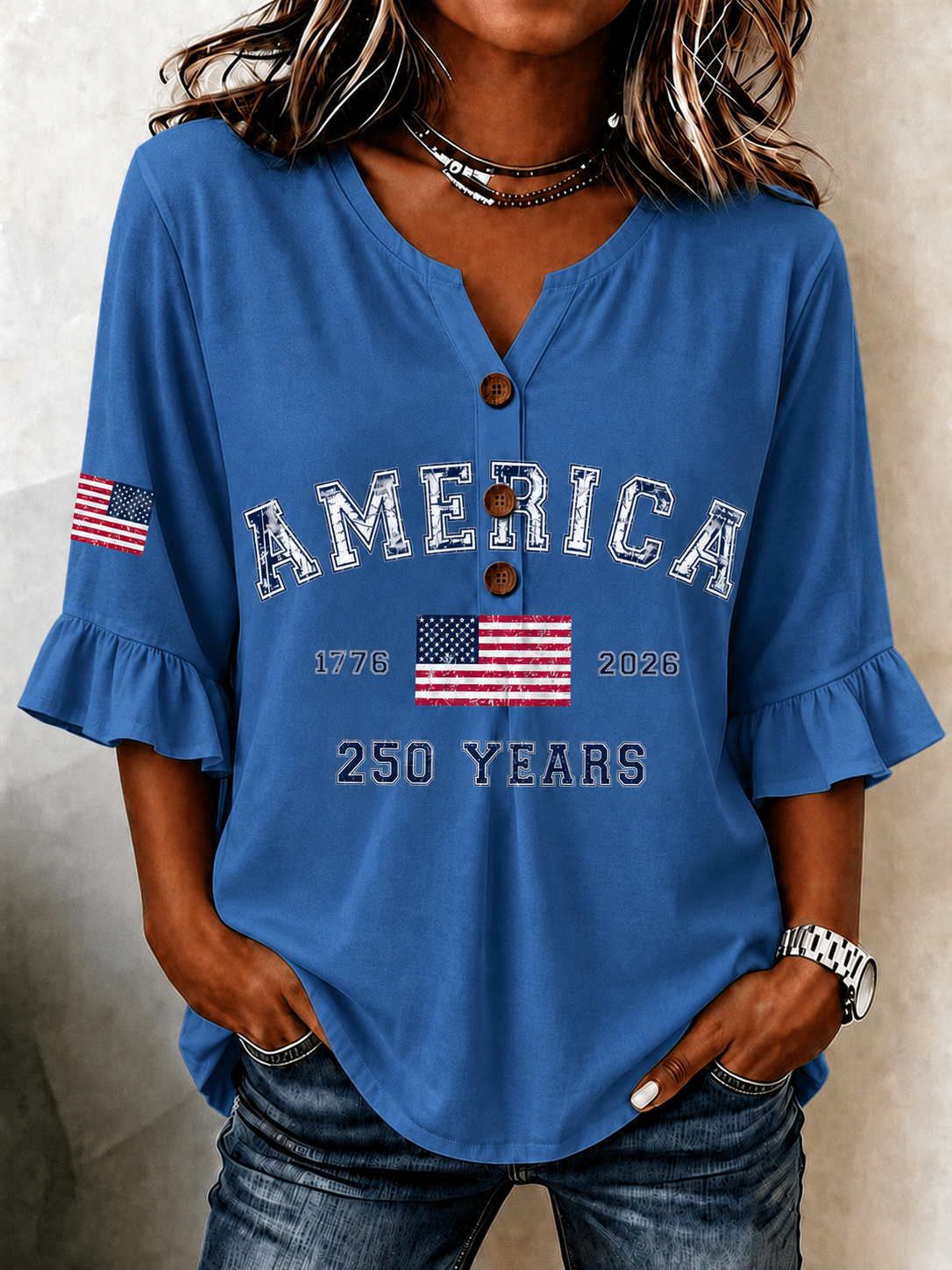 Women'S Women'S America Flag Printed Shirt