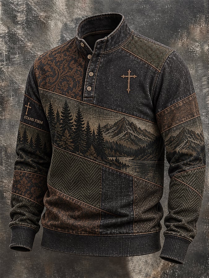 Men's Vintage Western Print Top
