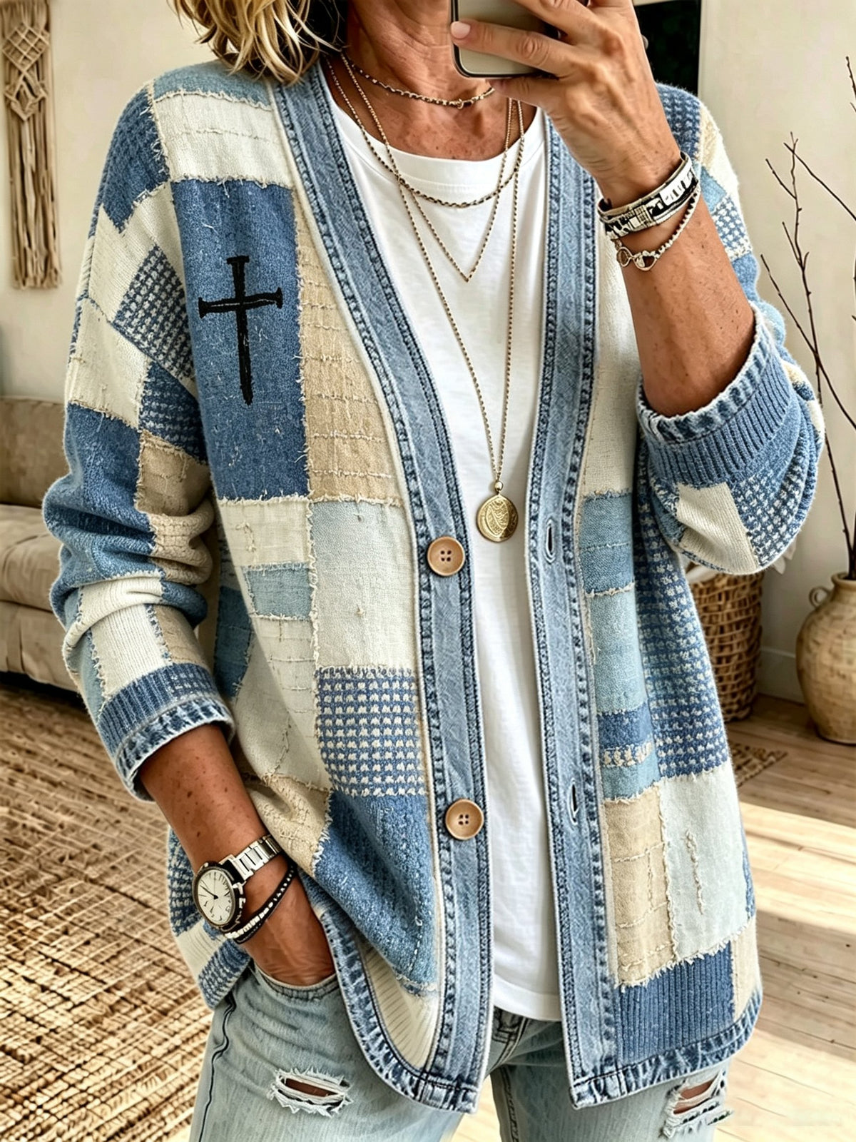 Women's Casual Printed Cardigan