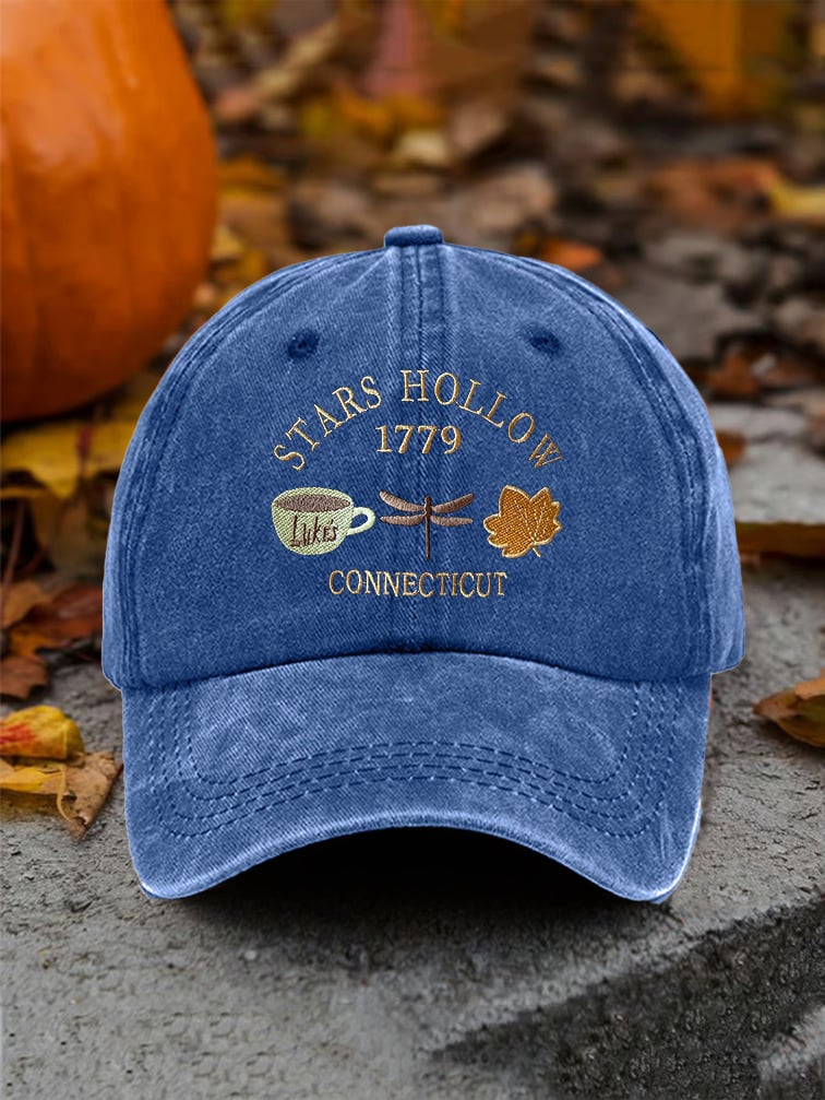 🔥HOT SALE🔥Retro Fall Stars Hollow 1779 Connecticut Luke’s Coffee Cup Dragonfly Maple Leaf Print Baseball Cap