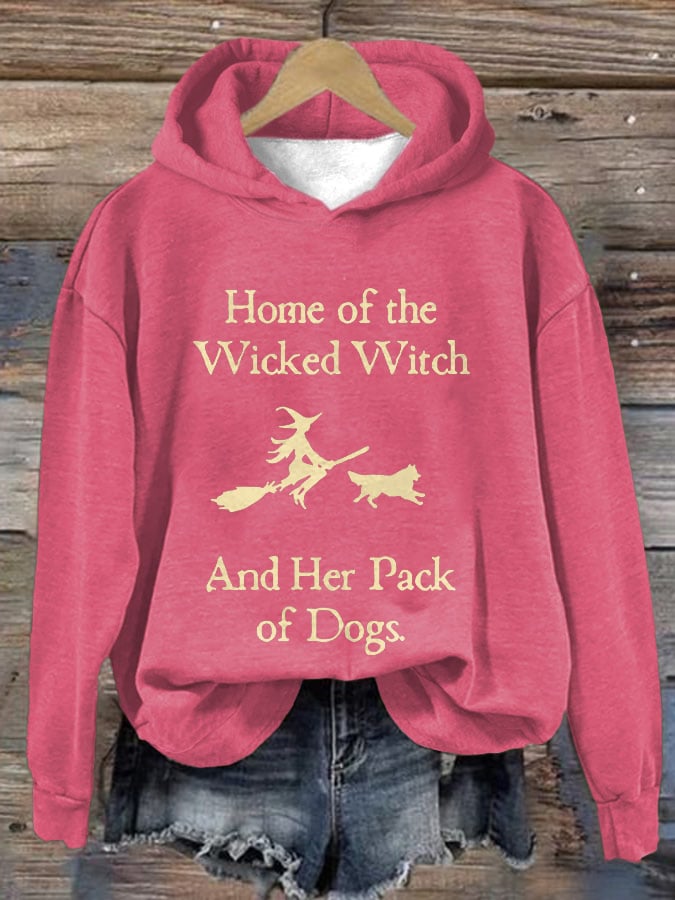 Retro Home Of The Wicked Witch And Her Pack Of Dogs Print Sweatshirt