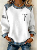 Women's Faith Cross  Waffle Sweatshirt