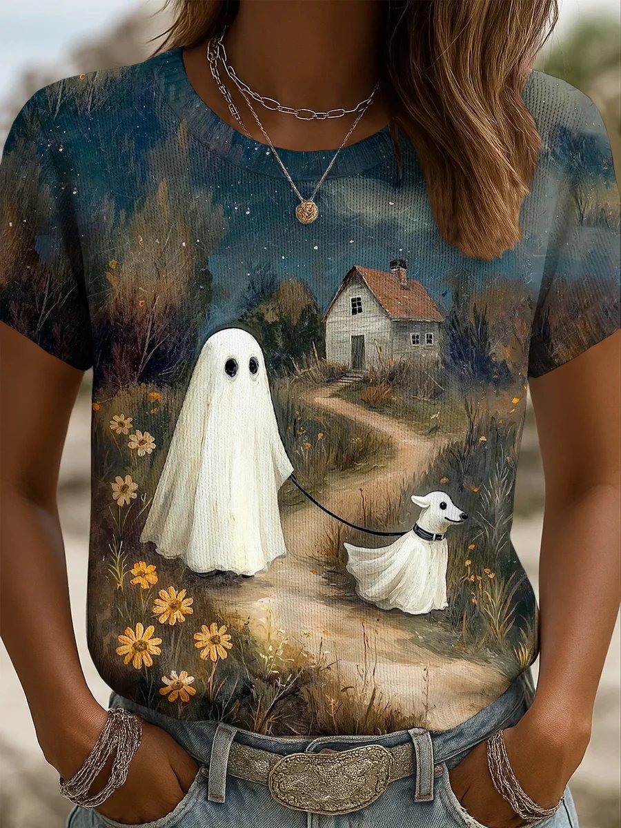 🔥HOT SALE🔥Women'S Halloween Atmosphere Printed Short-Sleeved T-Shirt