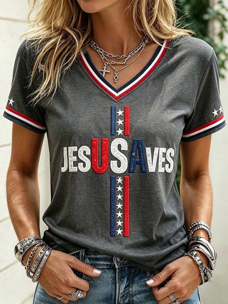 Women's 'Jesus Saves' Printed Casual T-Shirt