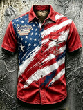 Men'S Retro Gradient Independence Day Faith Short Sleeved Shirt