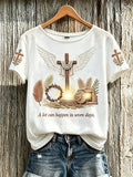 Women's faith element pattern printed casual short-sleeve T-shirt