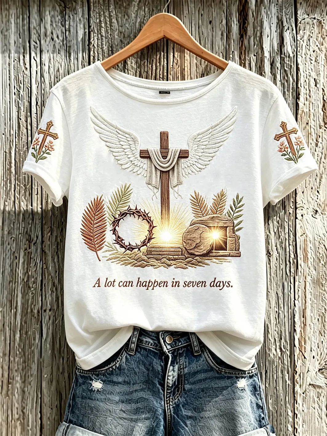 Women's faith element pattern printed casual short-sleeve T-shirt