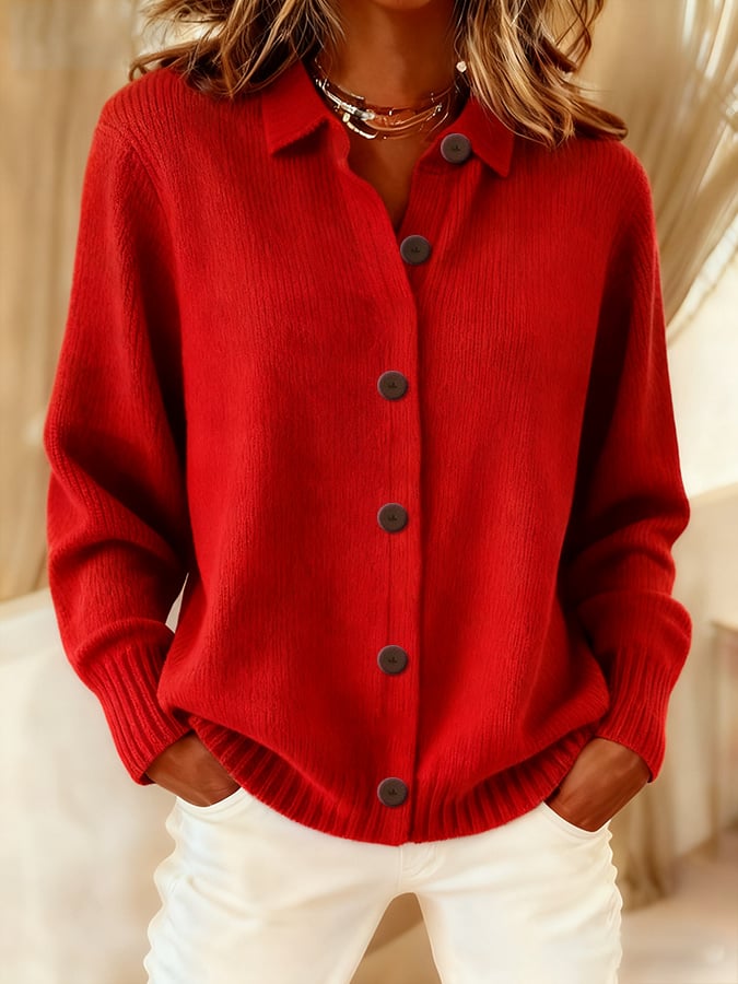 Women's Casual Solid Color Multi-Color Autumn And Winter Cardigan