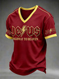 Men's Jesus Highway To Heaven Printed Casual Tops