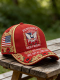Unisex RED Friday Inspired Embroidery Pattern Hat