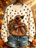 Women's Fun Turkey Football Print Sweatshirt