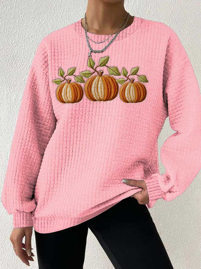 Women's Fall Pumpkin Check Sweatshirt