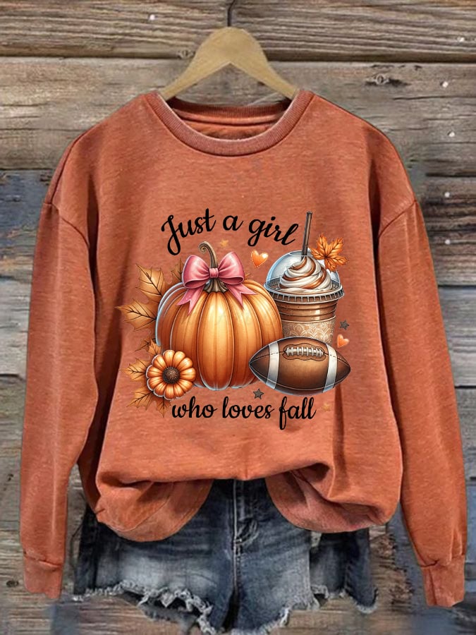 Women's Just A Girl Who Loves Fall Print Sweatshirt