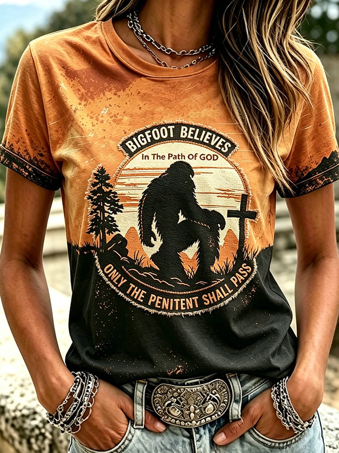 Women'S Casual & Fun Faith-Print Short-Sleeve Crew-Neck T-Shirt
