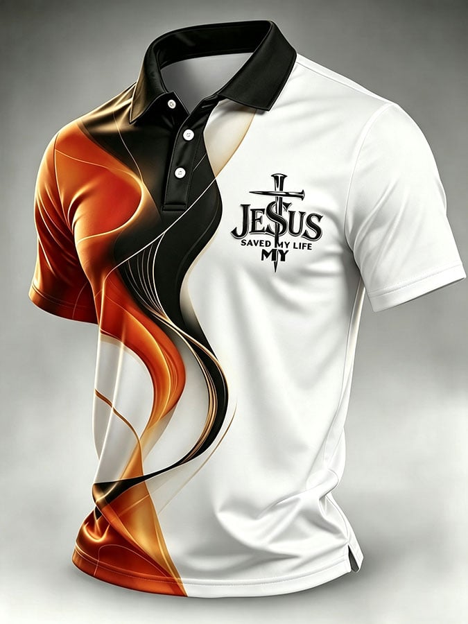 Men's Faith Cross-Print Short-Sleeve Polo Shirt