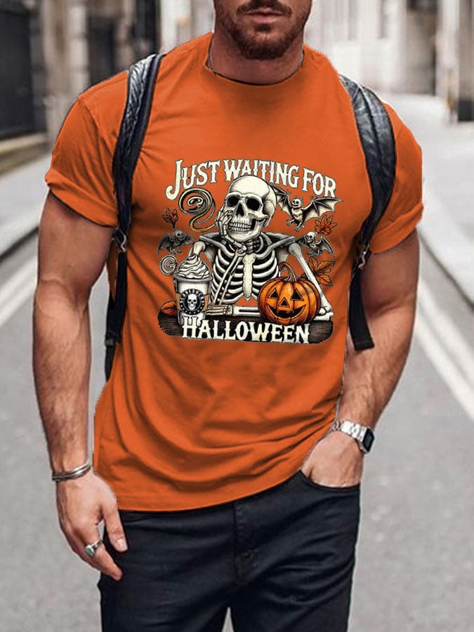 Men's I'm Waiting for Halloween Printed Short Sleeve T-shirt
