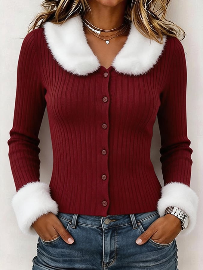 Women's Casual Ruffled Long-Sleeved Cardigan