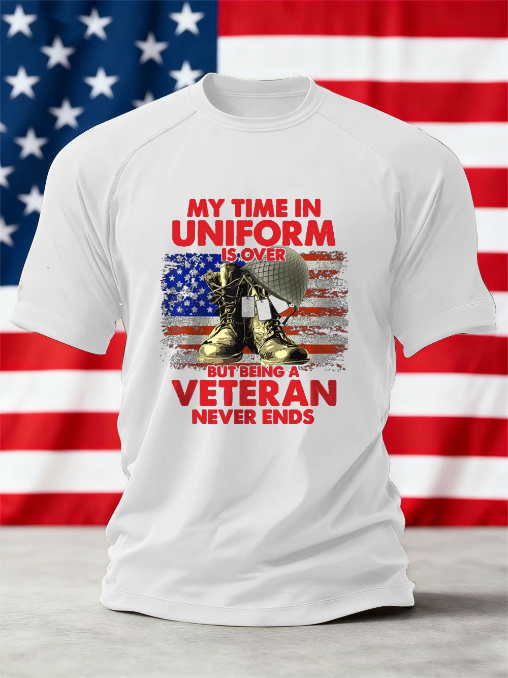 Men's Veterans Day Printed Crew Neck Short Sleeve T-Shirt