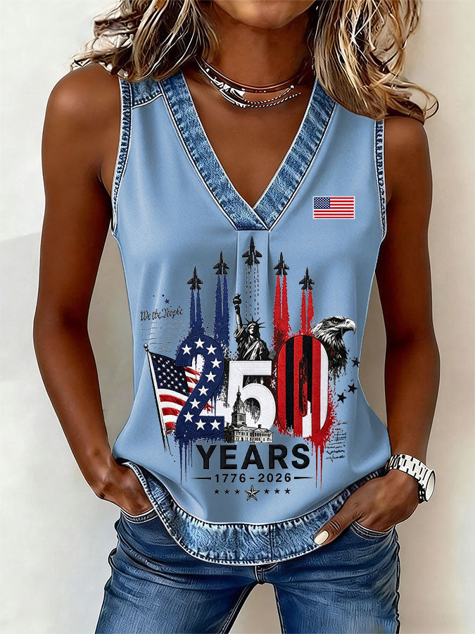 Women'S America Flag Printed Casual Vest