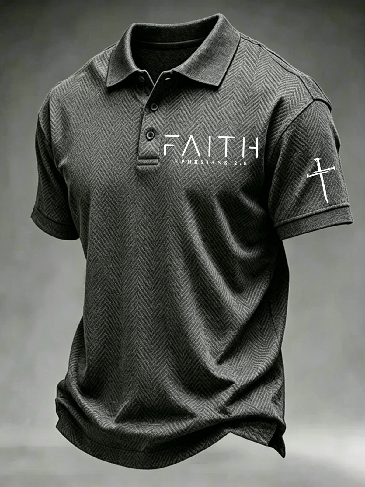 Men's “Faith” Print Casual Polo Shirt