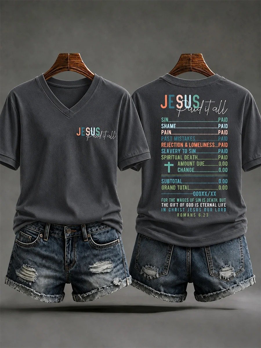 Women's Casual Cross Print T-Shirt