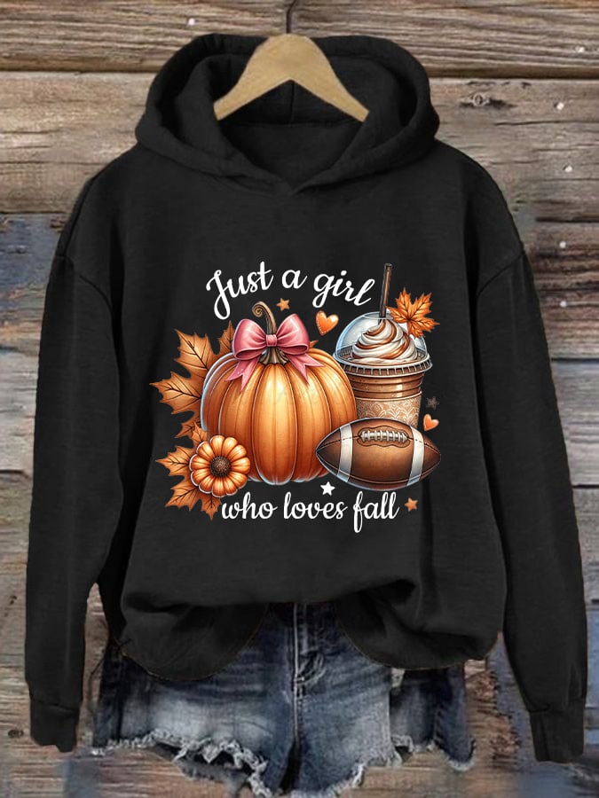 Women's Just A Girl Who Loves Fall Print Hoodie