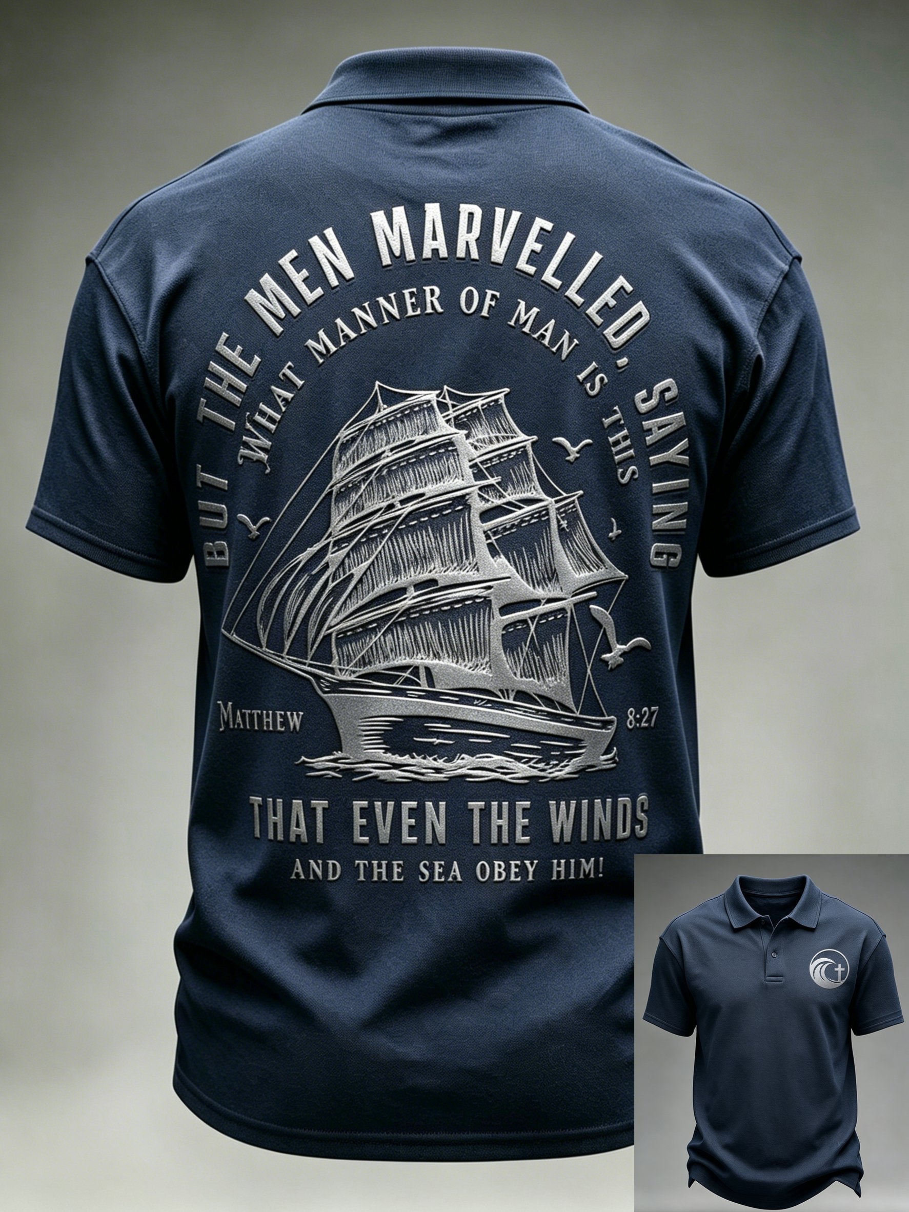 Men's "Faith" Print Polo Shirt