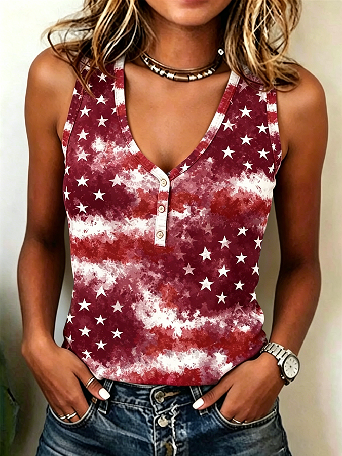 Women's Vintage Tie Dye American Flag Tank Top