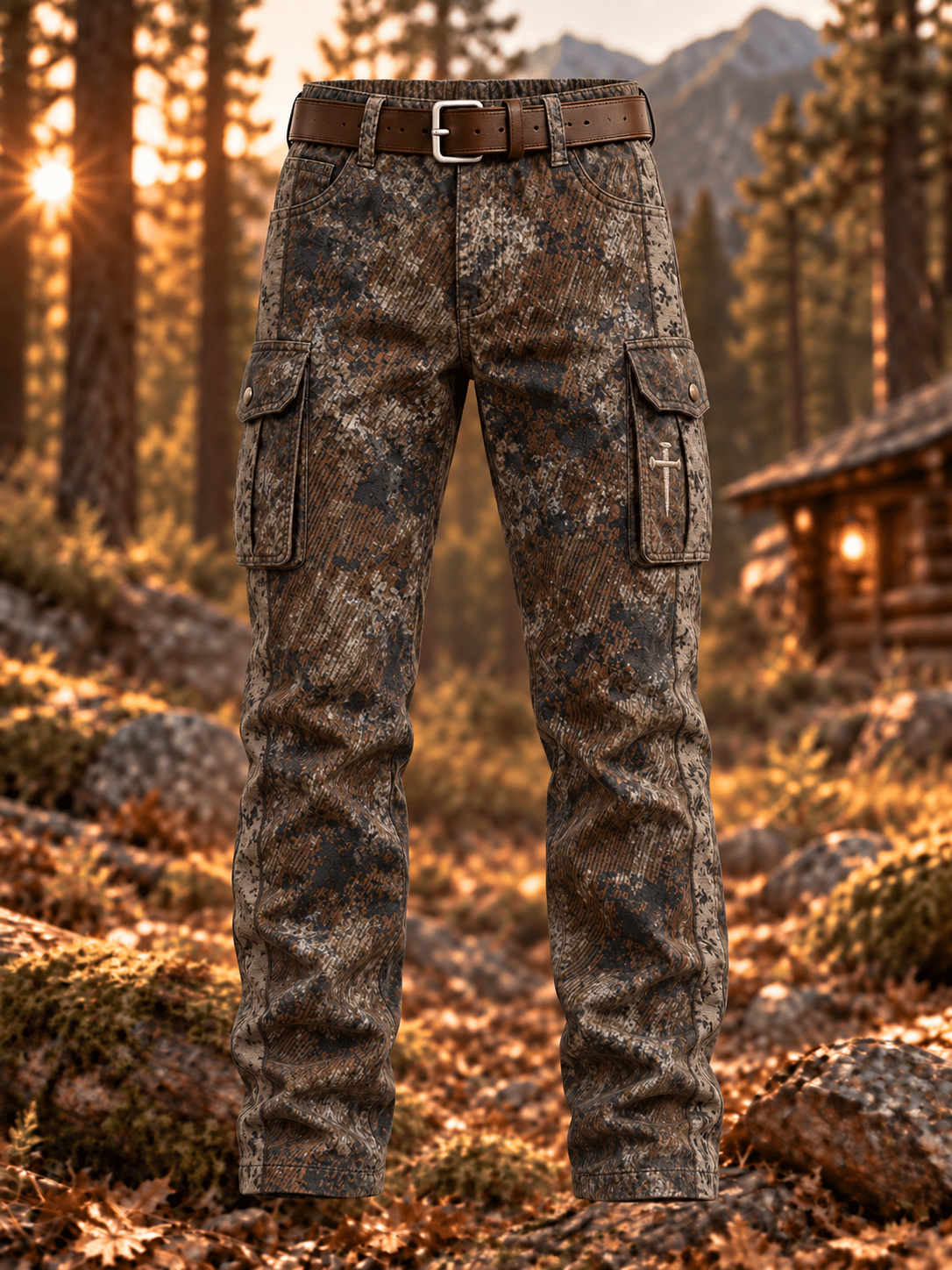 Men's Jungle Camouflage Cargo Pants (Belt not included)